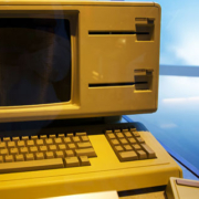 Original 1983 Apple Lisa desktop computer, an early personal computer featuring a graphical user interface and mouse-based interaction