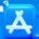 App Store sign featuring a square application icon with a stylized A, accompanied by a small rocket graphic