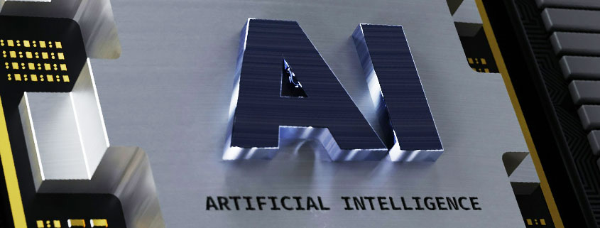 AI symbol with the words Artificial Intelligence representing modern intelligent technology