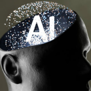 Conceptual 3D artwork representing artificial intelligence and contrasting perspectives on its influence on technology and society