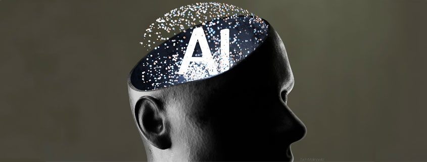 Artificial-Intelligence-Conceptual-3D-Art-Blender-Rendering Conceptual 3D artwork representing artificial intelligence and contrasting perspectives on its influence on technology and society