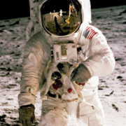 Apollo 11 astronaut Buzz Aldrin walking on the lunar surface on July 20, 1969, photographed by Neil Armstrong during the first Moon landing