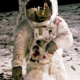 Apollo 11 astronaut Buzz Aldrin walking on the lunar surface on July 20, 1969, photographed by Neil Armstrong during the first Moon landing