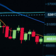 Digital cryptocurrency trading chart displaying market price movements and a value of $50,926.68 alongside financial performance indicators