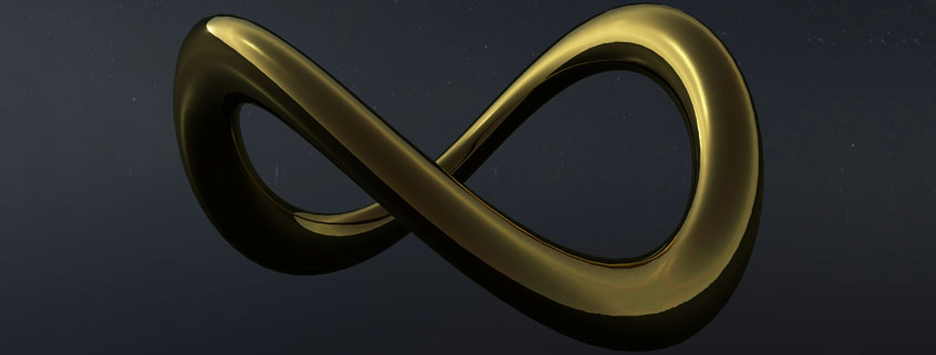 Golden-Infinity-Symbol-on-Dark-Background Gold-textured infinity symbol displayed against a dark background, representing endless repetition and limitless possibilities