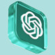Green three-dimensional ChatGPT logo floating in the air with the recognizable white interwoven symbol