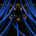 Numerous Ethernet network cables connected to rows of network equipment ports with illuminated LED status indicators