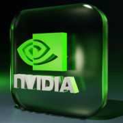 Nvidia company logo featuring its recognizable green eye-shaped symbol representing the graphics processing and artificial intelligence technology company