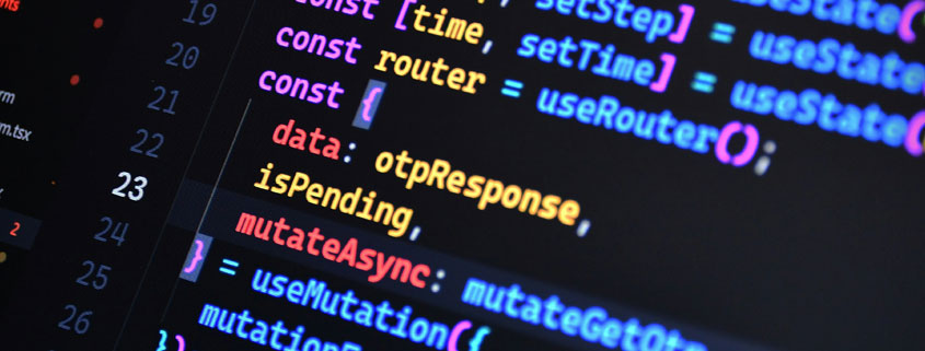 Computer screen displaying lines of software programming code used in application development